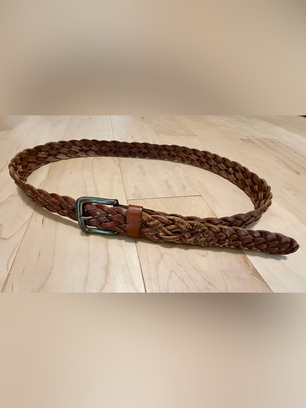 Polo Ralph Lauren Leather Braided Woven Belt Brown Brass Buckle Pony Men’s 40